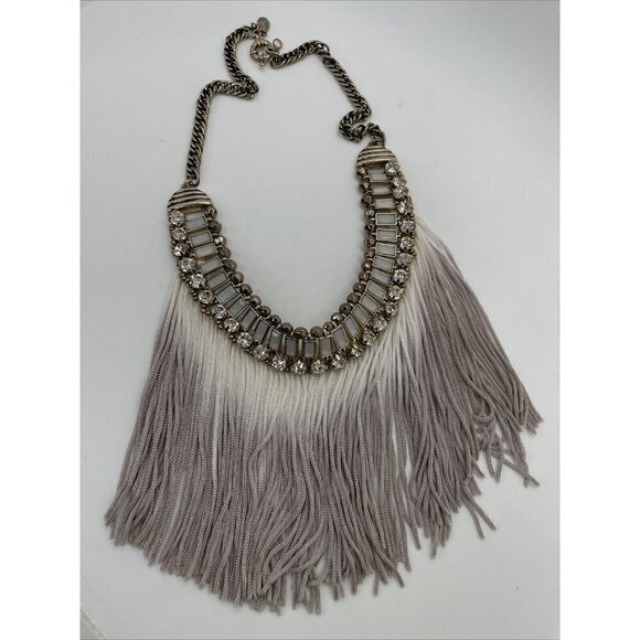 Express Gold Tone Chain Ombre Fringe Bib Collar Necklace 17.5" Egyptian Princess - Picture 2 of 5